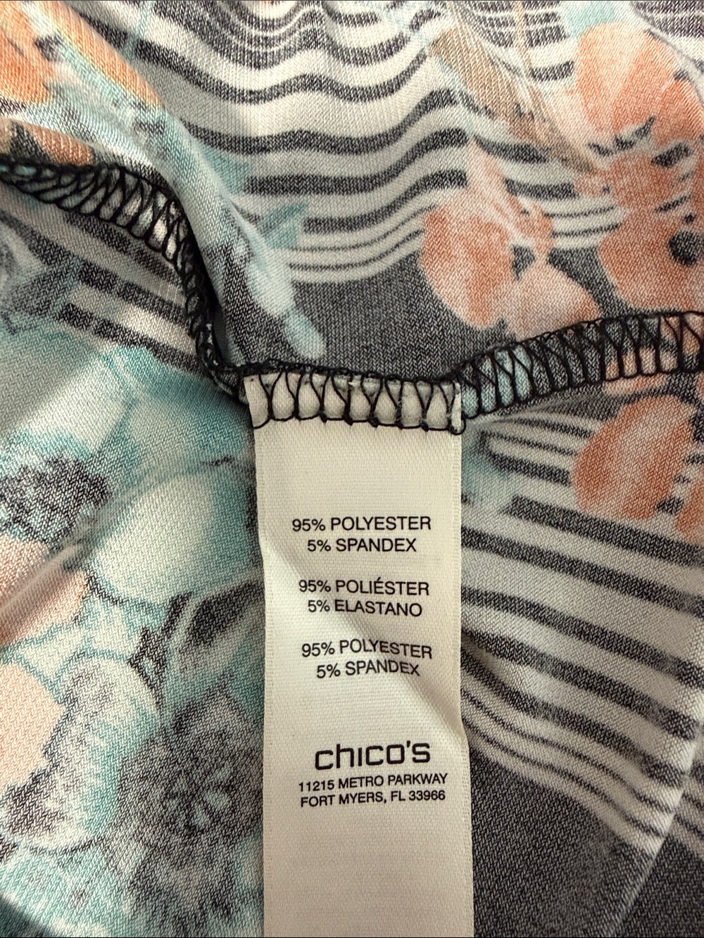 Chico's Black and Teal Floral Tunic Size 2(L) - Picture 5 of 15